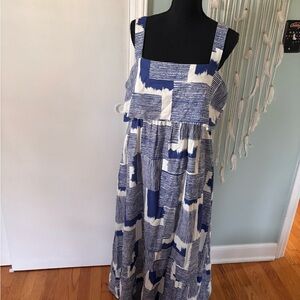 Donna Morgan Blue and White Patterned Maxi Dress Sz 14